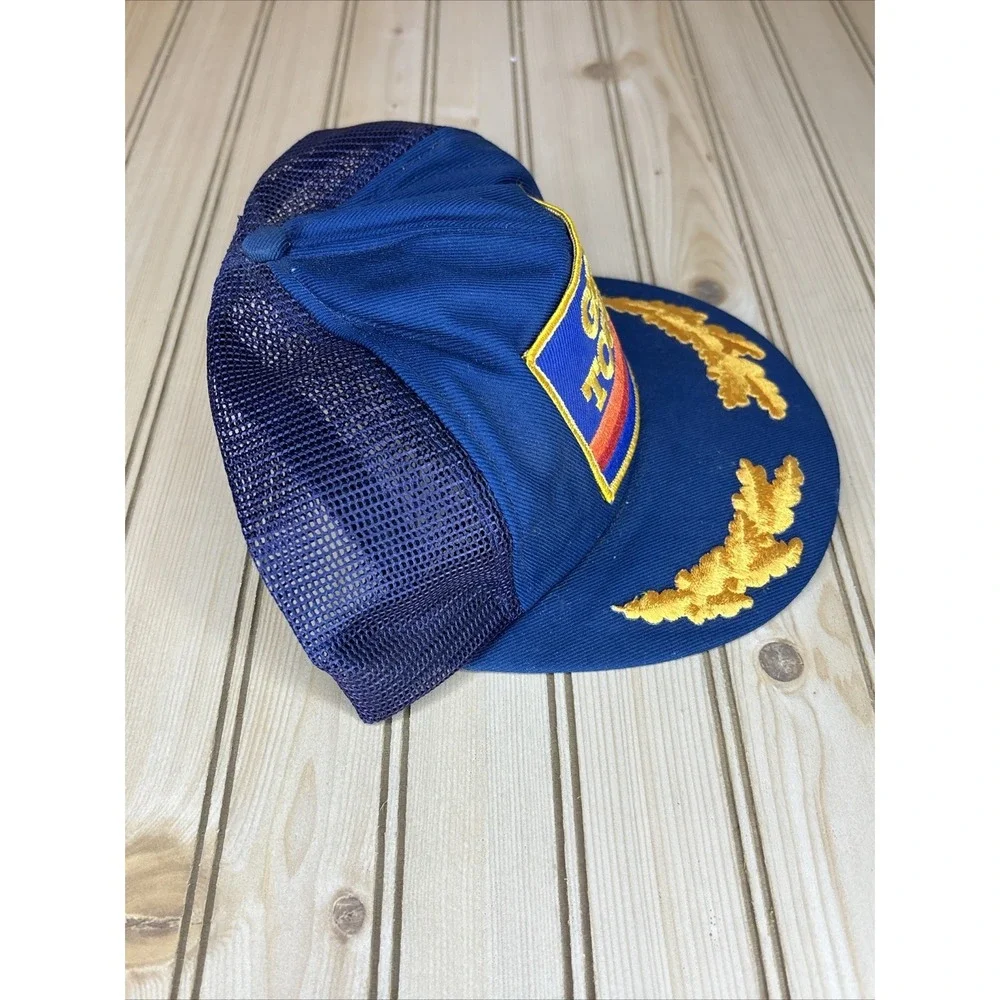 Vintage Gulf Oil GET TOUGH Patch Gold Leaf Scrambled Eggs HAT Slogan‎ Snapback